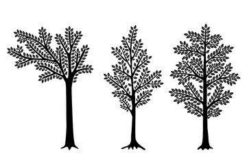 Obraz premium Set of Stylized abstract trees isolated on white background. Vector illustration. Can be used for interior decoration