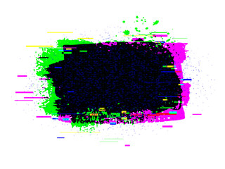 Brush strokes banner with glitch rgb effect