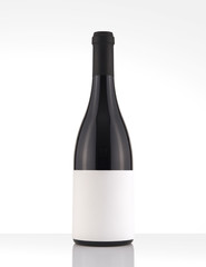 Isolated Red Wine Bottle in a White Background, White Label