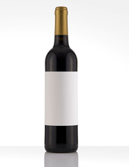 Isolated Red Wine Bottle in a White Background, White Label