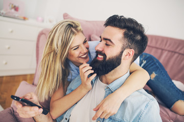 Couple enjoying at home