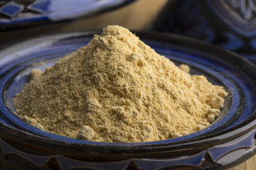 Traditional bowl with Moroccan dried ginger powder