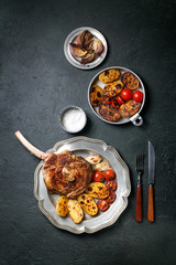 Freshly roasted tomahawk steak
