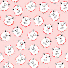 Vector background with seamless pattern texture with lamb on pink background 