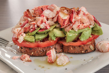 Avocado Toaste With Leftover Lobster Claw Meat