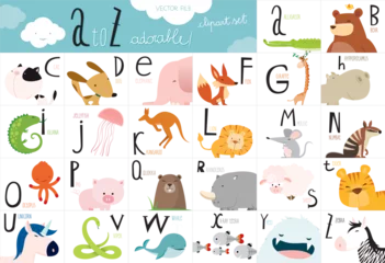 Foto op Plexiglas Cute animal vector Alphabet table © pingebat