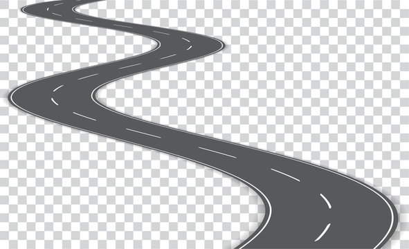 Vector winding road isolated on transparent background. Vector EPS 10.