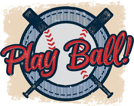 Vintage Play Baseball Sports Design