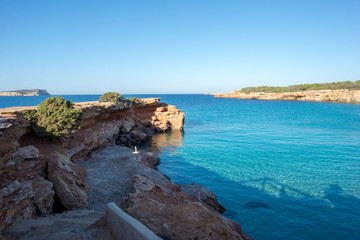 Transparent waters in the cala compte, Ibiza