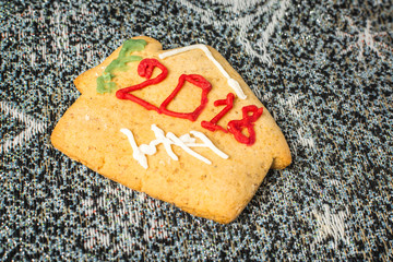 Yellow handmade biscuits on the holiday table