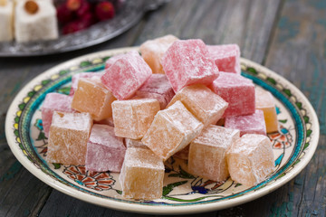 rahat lokum with powdered sugar