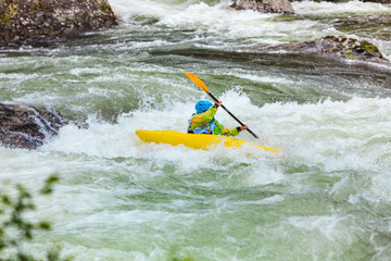 Extreme white water mountain canoeing