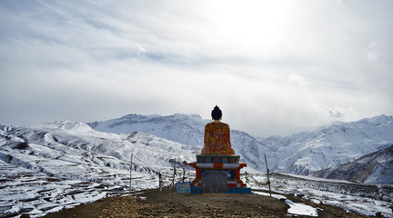 budhha statue at langza village in kaza (spiti), HP, india