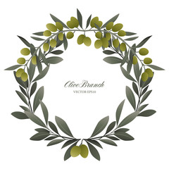 Olive branch wreath isolated. Vector Illustration