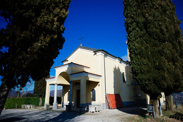 white country church in northern Lombardy, Italy