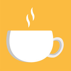 Vector white wide coffee and tea cup with hot steam coming out of it