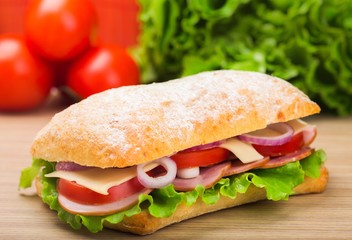 Sliced ham sandwich