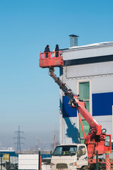 Fototapeta premium worker works on a hoisting rig