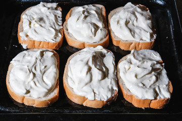 the cheesecake on a baking sheet