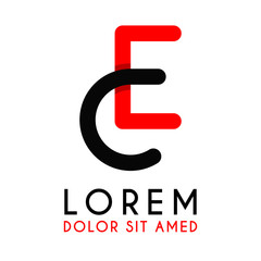 initial Letter CE with red Black and has rounded corners