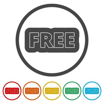Free sign, Free vector icon, 6 Colors Included