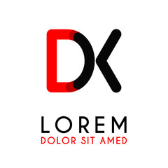 initial Letter DK with red Black and has rounded corners