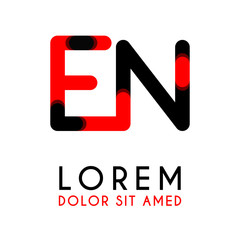 initial Letter EN with red Black and has rounded corners