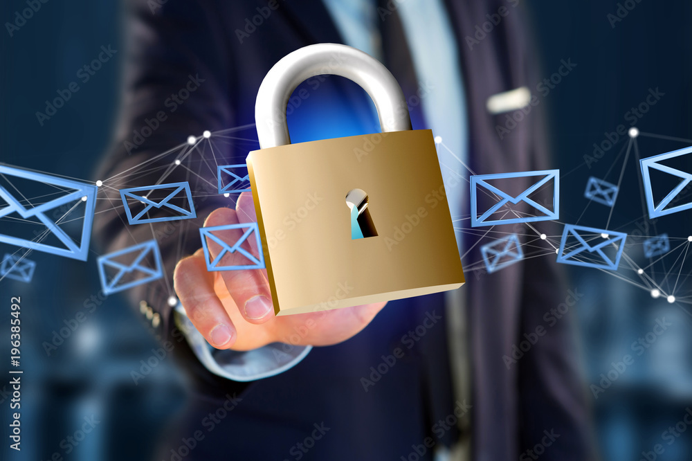 Poster padlock security connection isolated on a color background - 3d rendering