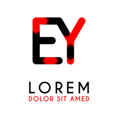 initial Letter EY with red Black and has rounded corners