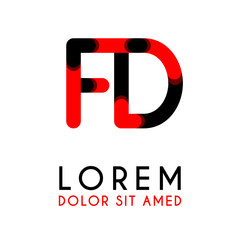 initial Letter FD with red Black and has rounded corners