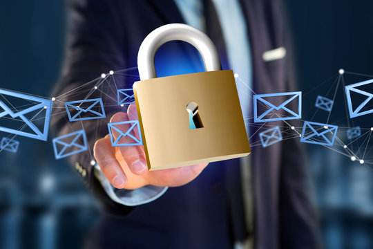 Padlock security connection isolated on a color background - 3d rendering