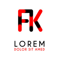 initial Letter FK with red Black and has rounded corners