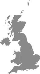 Map of United Kingdom split into individual countries.