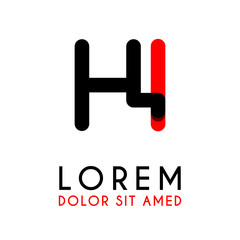 initial Letter HI with red Black and has rounded corners