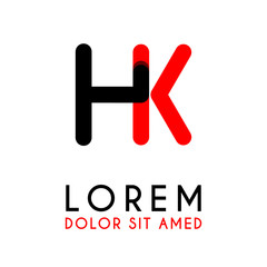 initial Letter HK with red Black and has rounded corners