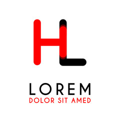 initial Letter HL with red Black and has rounded corners