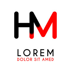 initial Letter HM with red Black and has rounded corners