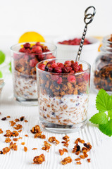 Yogurt with granola and berries