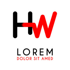 initial Letter HW with red Black and has rounded corners