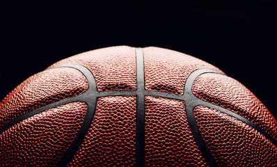 basketball ball on black background.