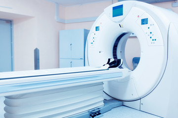 CT (Computed tomography) scanner in hospital laboratory. - obrazy, fototapety, plakaty