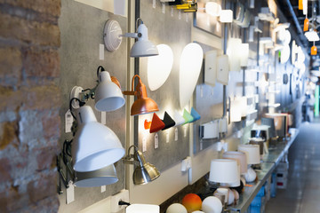 Picture of  lamp with lights in the  designer furniture store