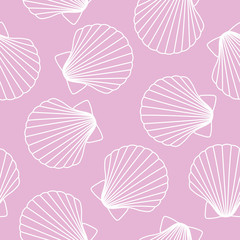 white seashells on pink background sea ocean shell pattern seamless vector - 196387635