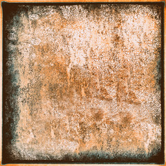 Old orange grunge background. The texture of the old rusty surface. Vintage aged paper or metal look