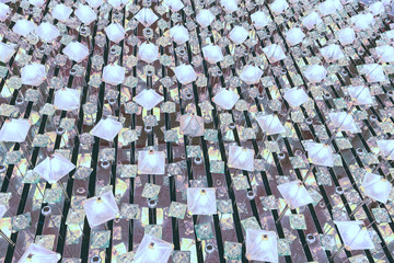 Fototapeta premium Abstract patterns from glass. Luminous crystal lattice. Magic Background With Color.