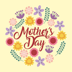 natural flowers blooming decoration - mothers day card vector illustration