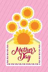 envelope message sunflowers decoration mothers day card vector illustration