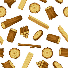 Seamless pattern with wood logs, trunks and planks. Background for forestry and lumber industry
