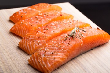 Fresh Barbeque Salmon Fish, Cooking Seafood