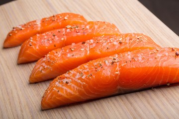 Fresh Barbeque Salmon Fish, Cooking Seafood